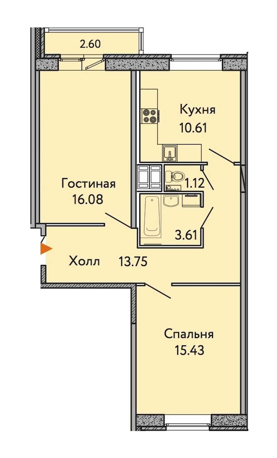 Двухкомнатная квартира в : площадь 61.38 м2 , этаж: 3 – купить в Санкт-Петербурге